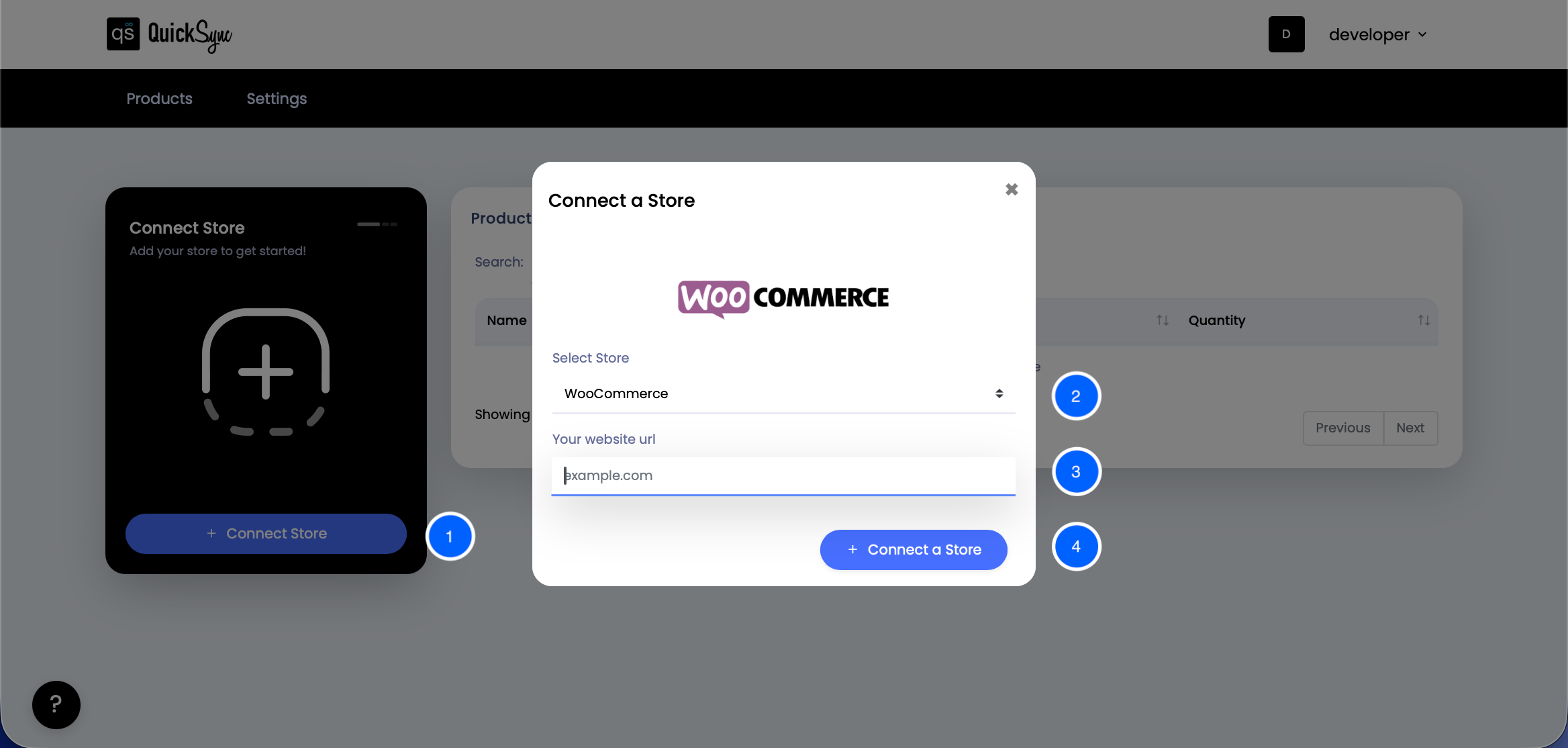 Connecting WooCommerce store on Quicksync