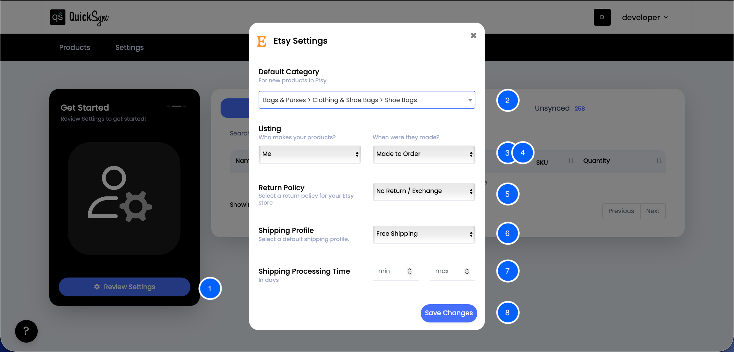Etsy account settings