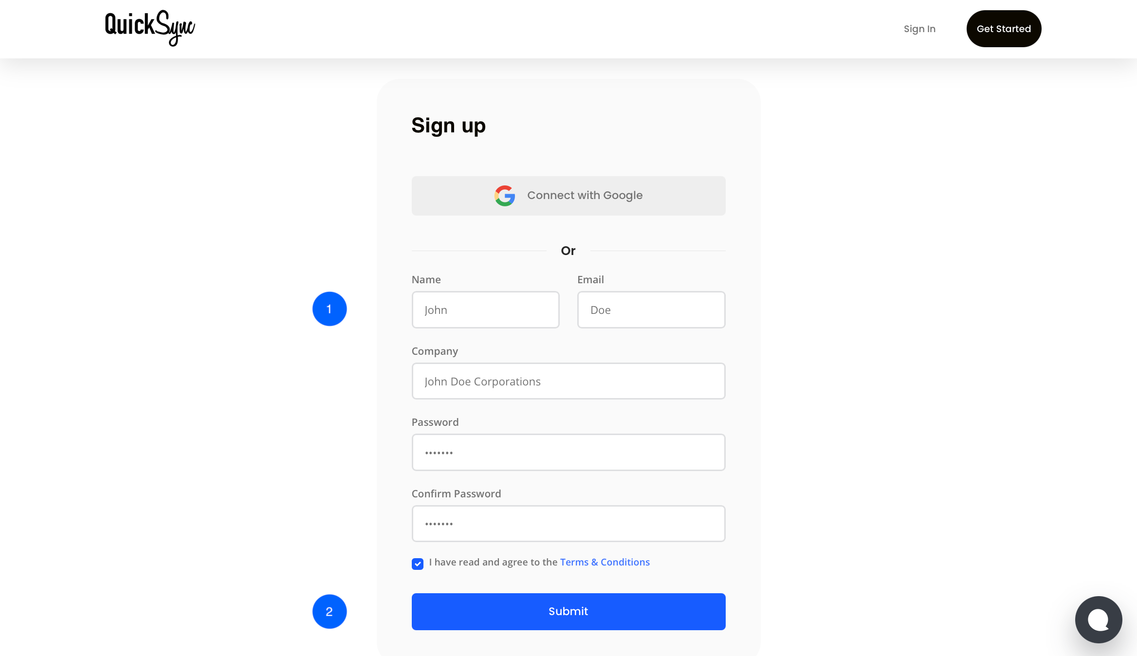 Create a QuickSync Account