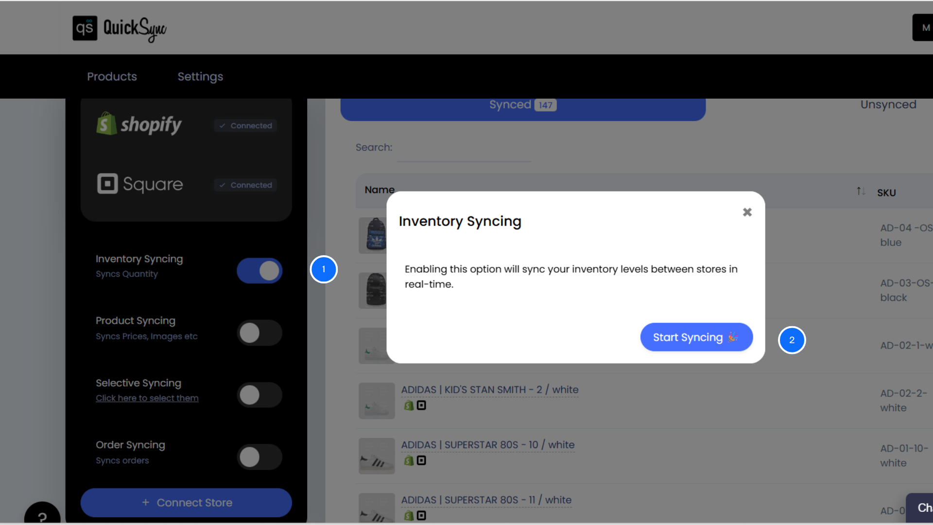 Shopify and Square Inventory Syncing with QuickSync