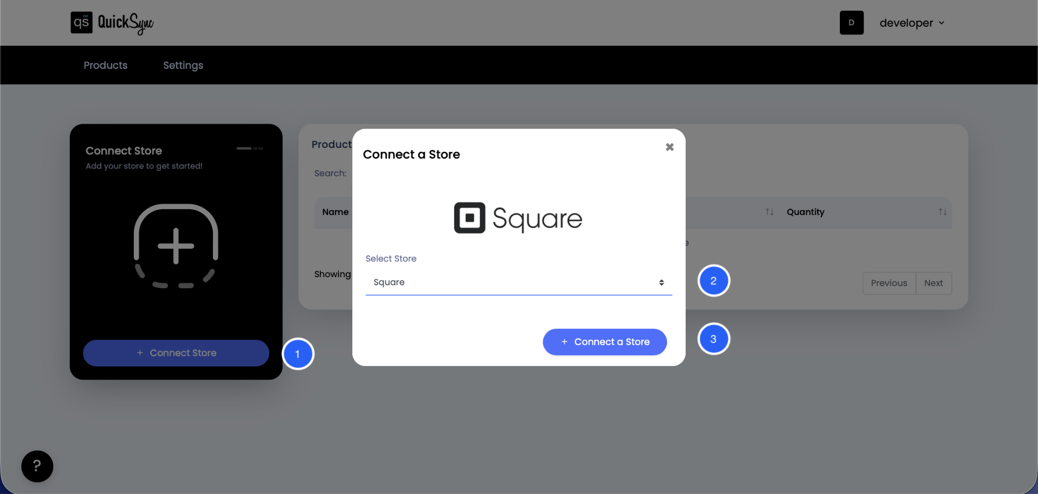 Connecting Square store with QuickSync