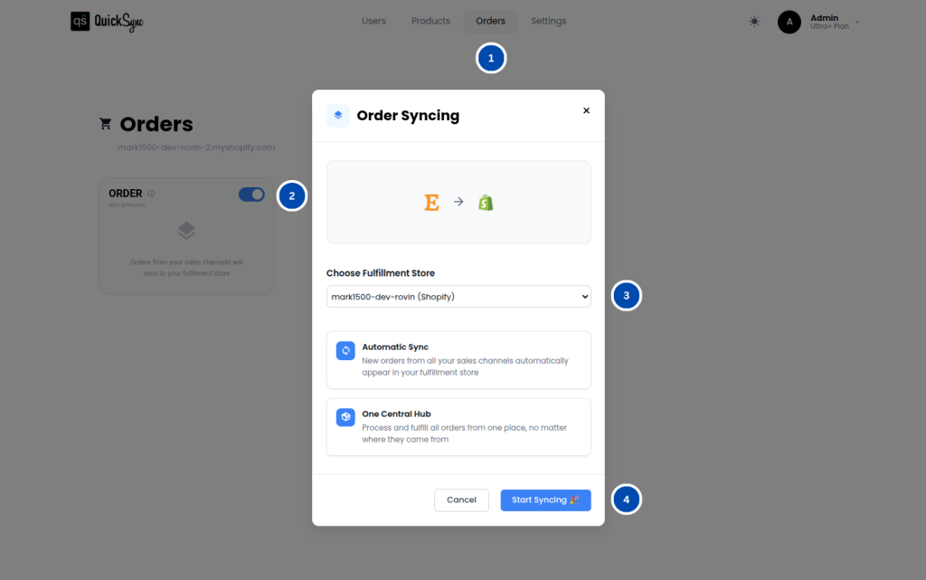 QuickSync order sync