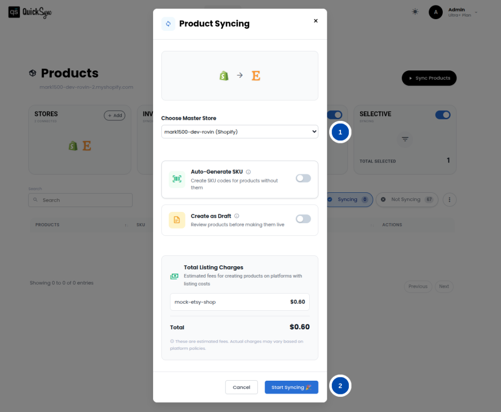 QuickSync product sync