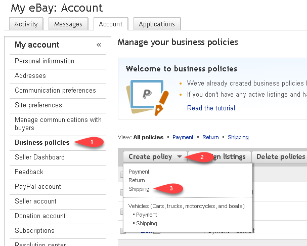 ebay business policies