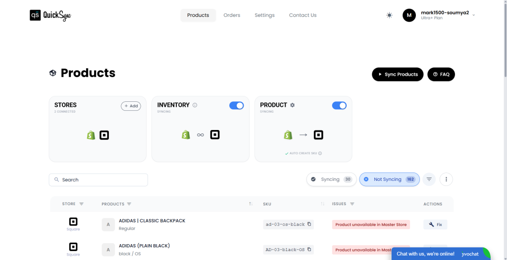 QuickSync order sync