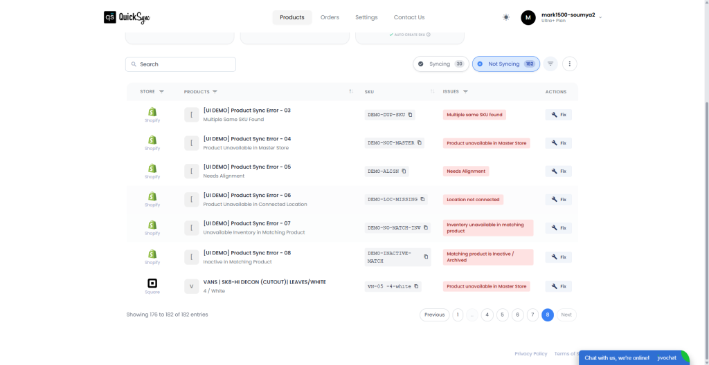 QuickSync order sync