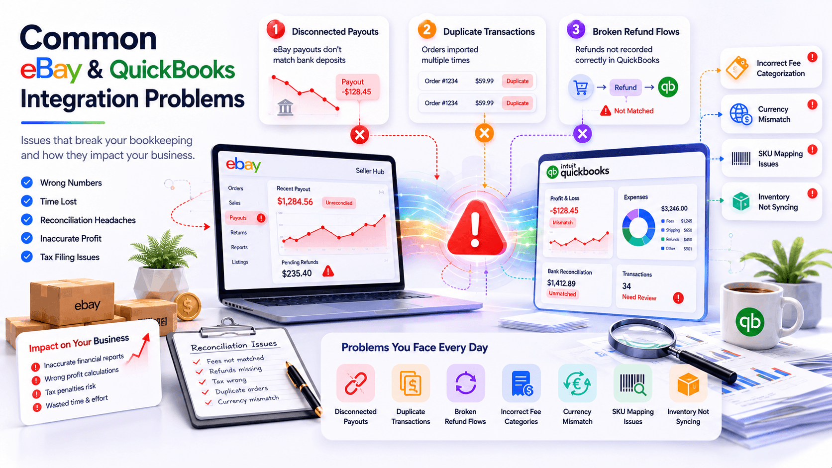 Common eBay and QuickBooks problems: disconnected payouts and duplicate transactions