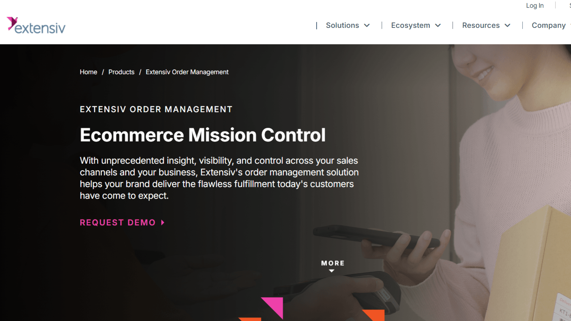 Extensiv order management page headed ecommerce mission control
