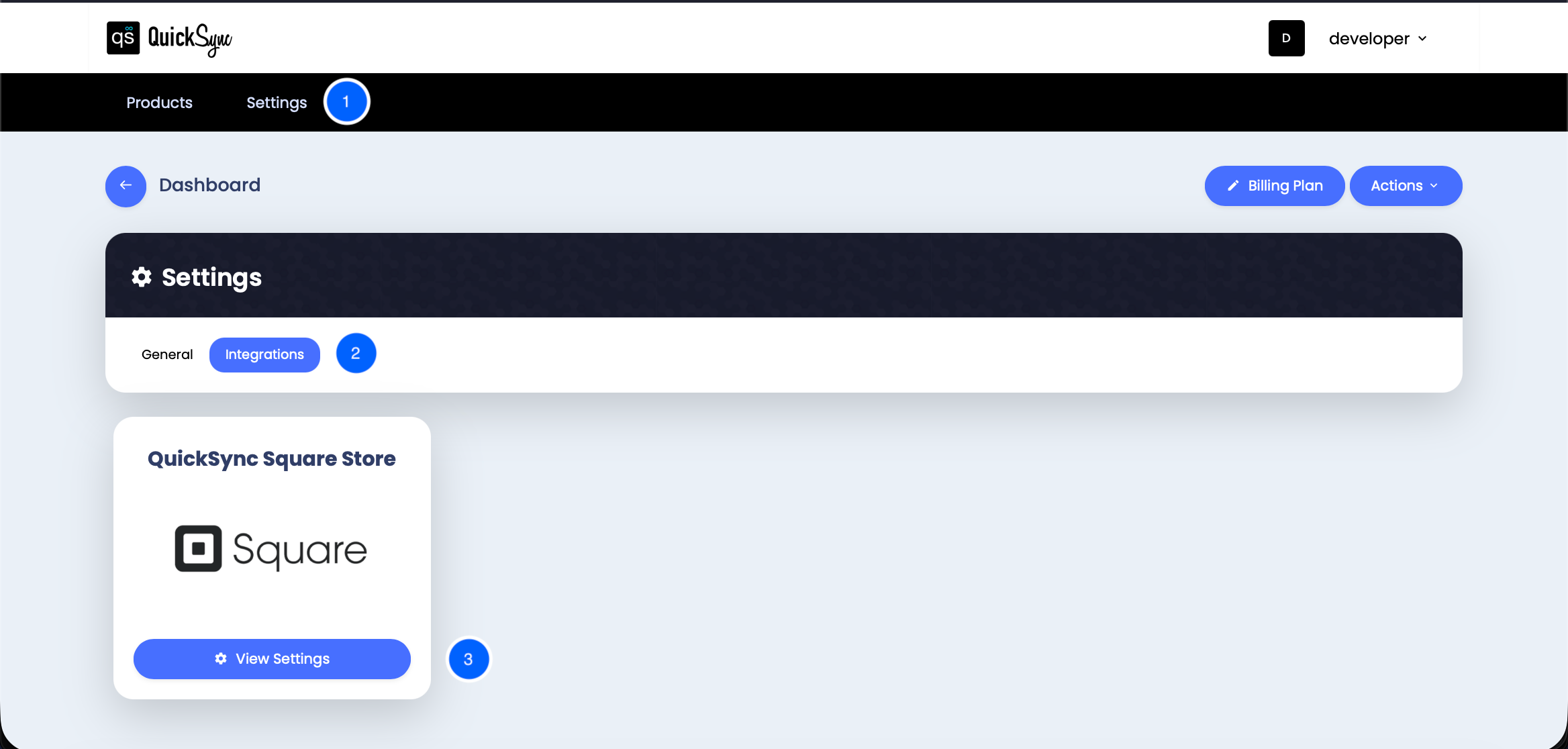 Open Integration Settings