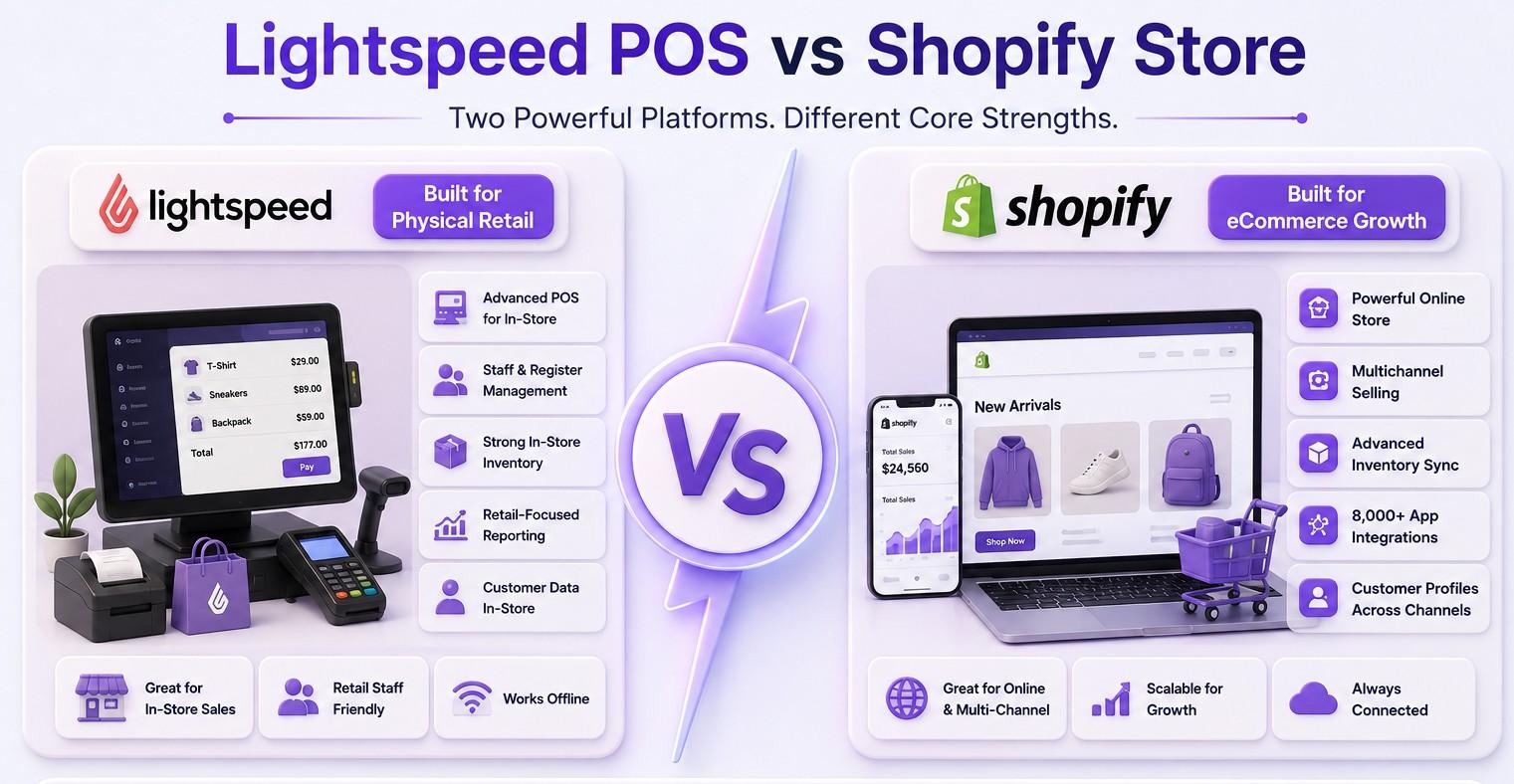 Lightspeed POS and Shopify compared: built for physical retail against ecommerce growth