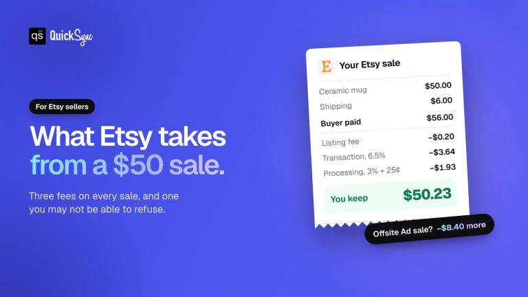 What Etsy actually takes from a $50 sale