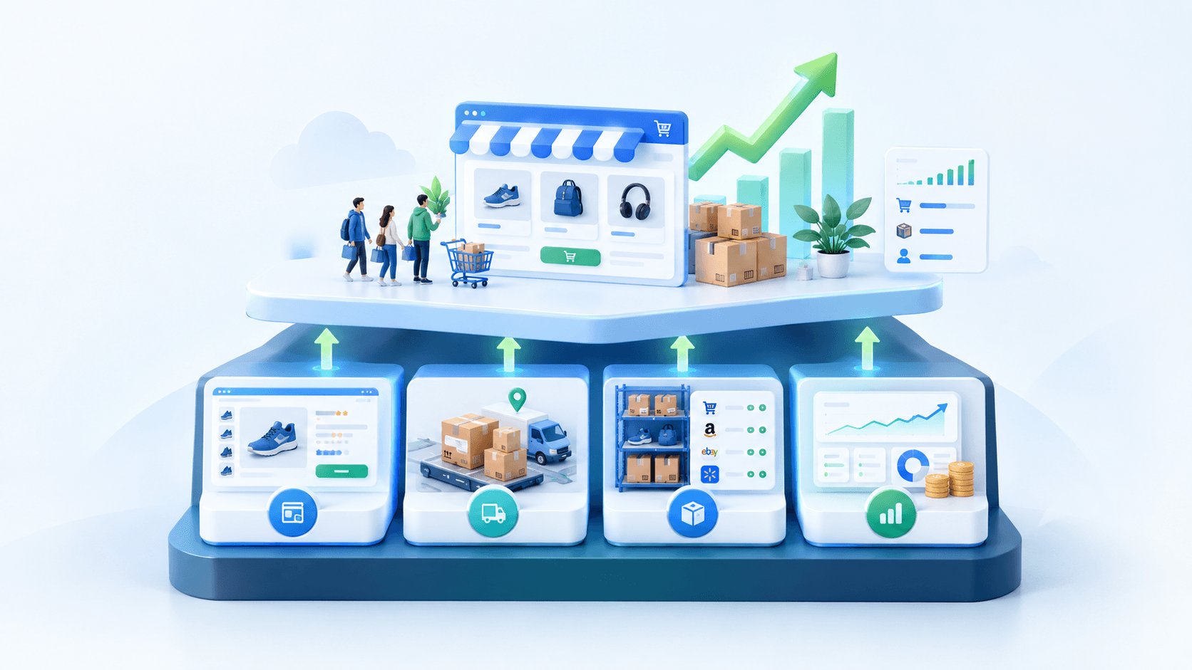 Four foundations that support a growing online store: product pages that convert, reliable order fulfillment, accurate inventory across sales channels, and clear unit economics